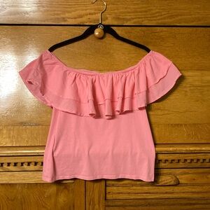 H&M Off Shoulder Pink Ruffle Top